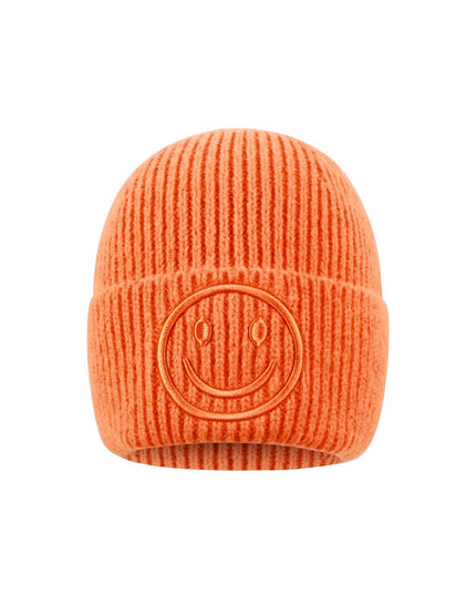 Beanie Mütze Smiley Beige Pink Orange Flieder Lila Kopfbedeckung Herbst Winter