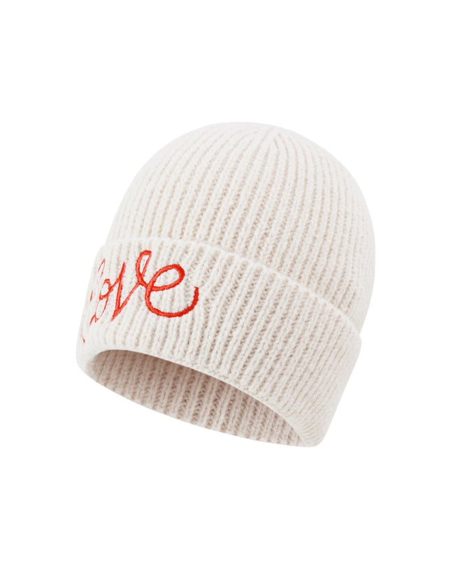Beanie Mütze Love Liebe Beige Rosa Kopfbedeckung Herbst Winter
