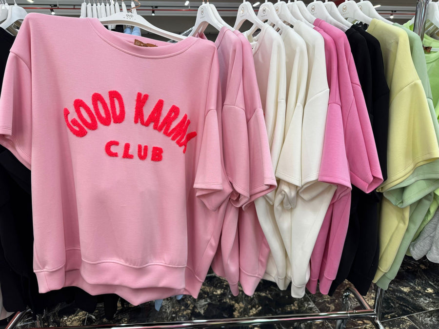 Good Karma Club Kurzarm Sweater T-Shirt Butterstoff verschiedene Farben
