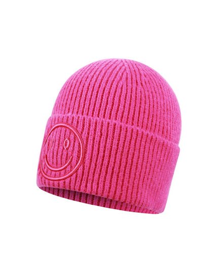 Beanie Mütze Smiley Beige Pink Orange Flieder Lila Kopfbedeckung Herbst Winter