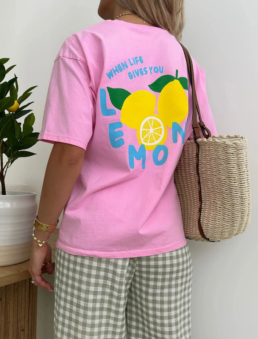 T-Shirt Lemon Zitrone Rosa