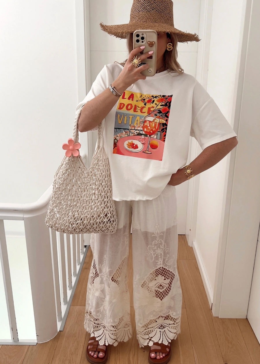 T-Shirt La dolce vita Weiß