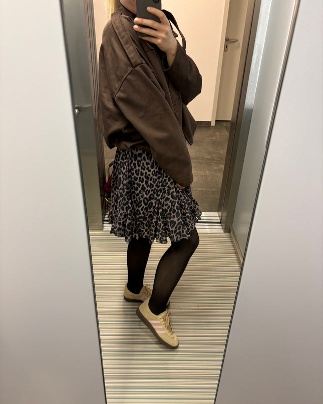 Bomberjacke "Sara" Wildlederimitat Kunstleder Chocolate