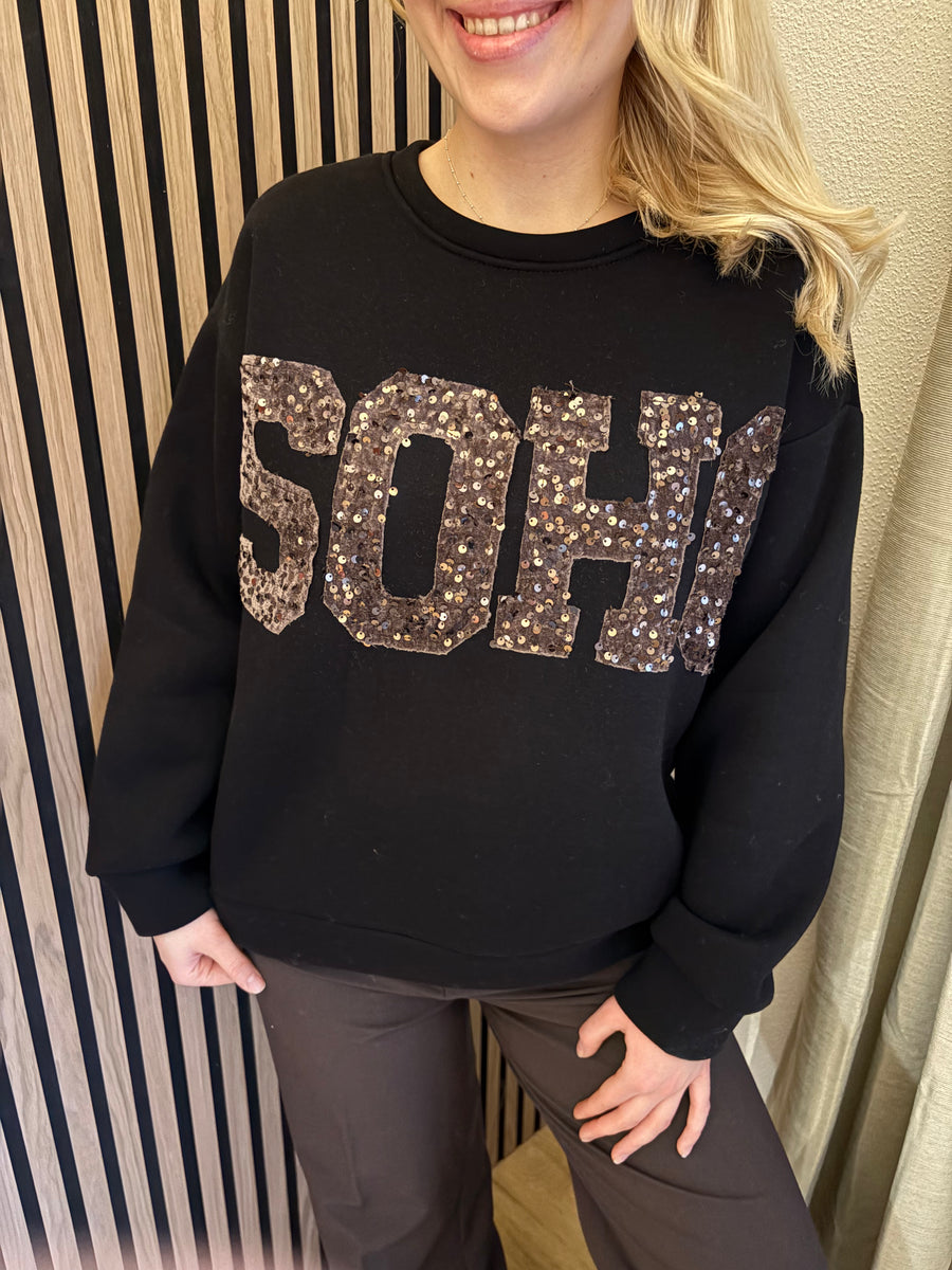 Sweater SOHO Schwarz Pullover Plüsch Gefüttert