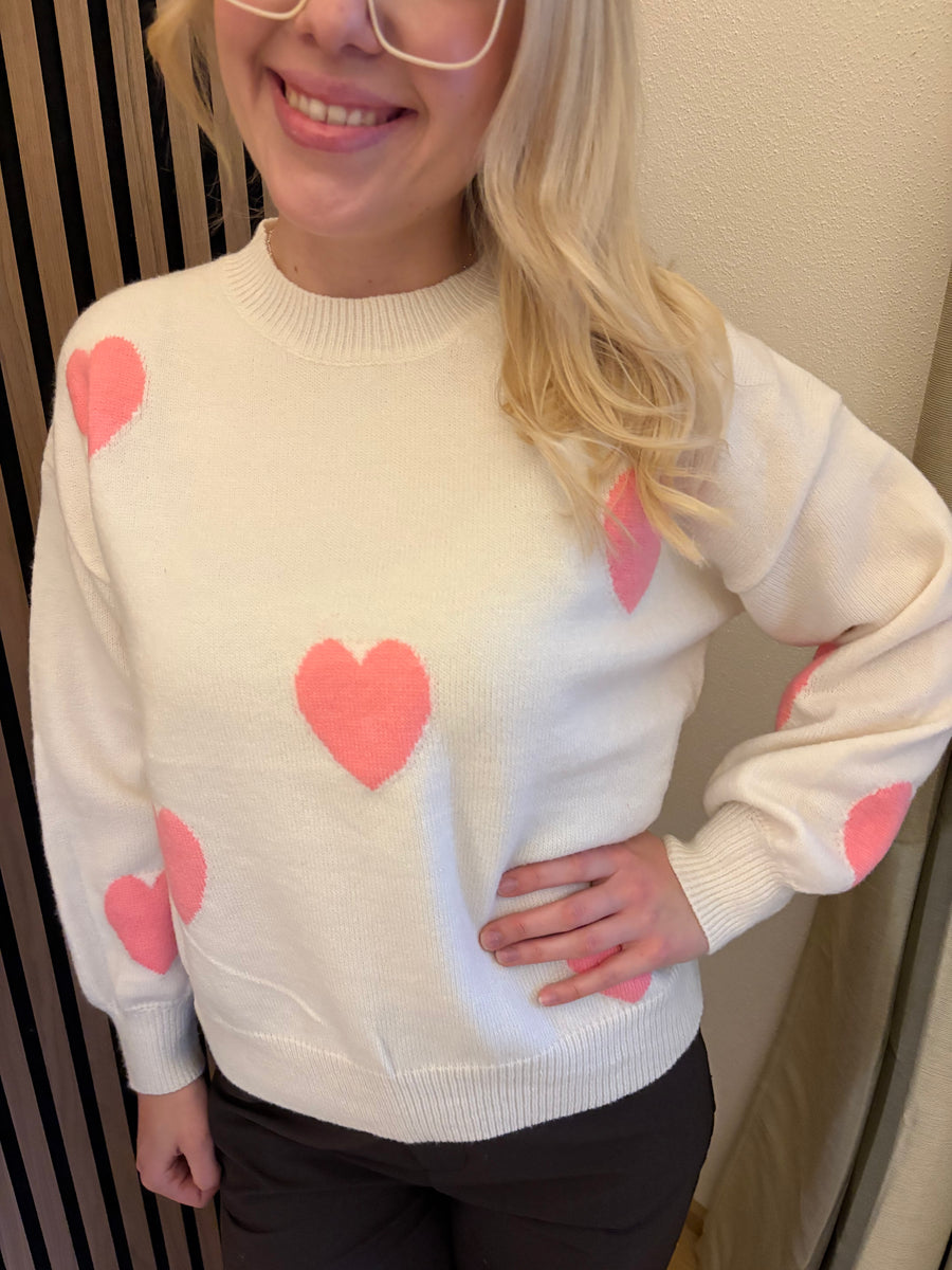 Pullover Love Beige Rosa Sweater