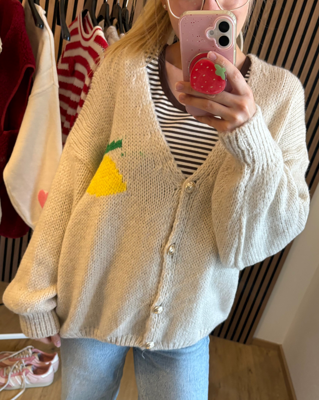 Limoncello Cardigan Beige Made in Italy Limone Zitrone