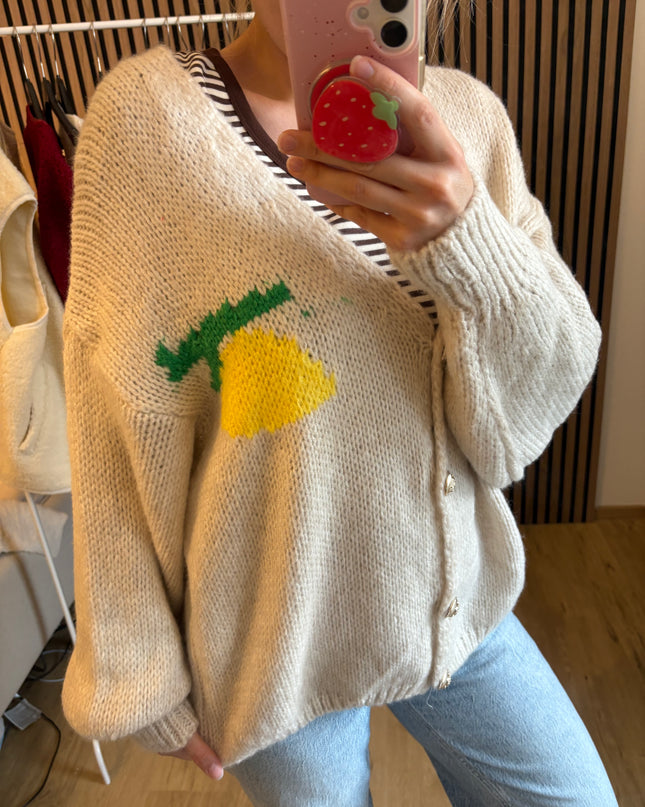 Limoncello Cardigan Beige Made in Italy Limone Zitrone