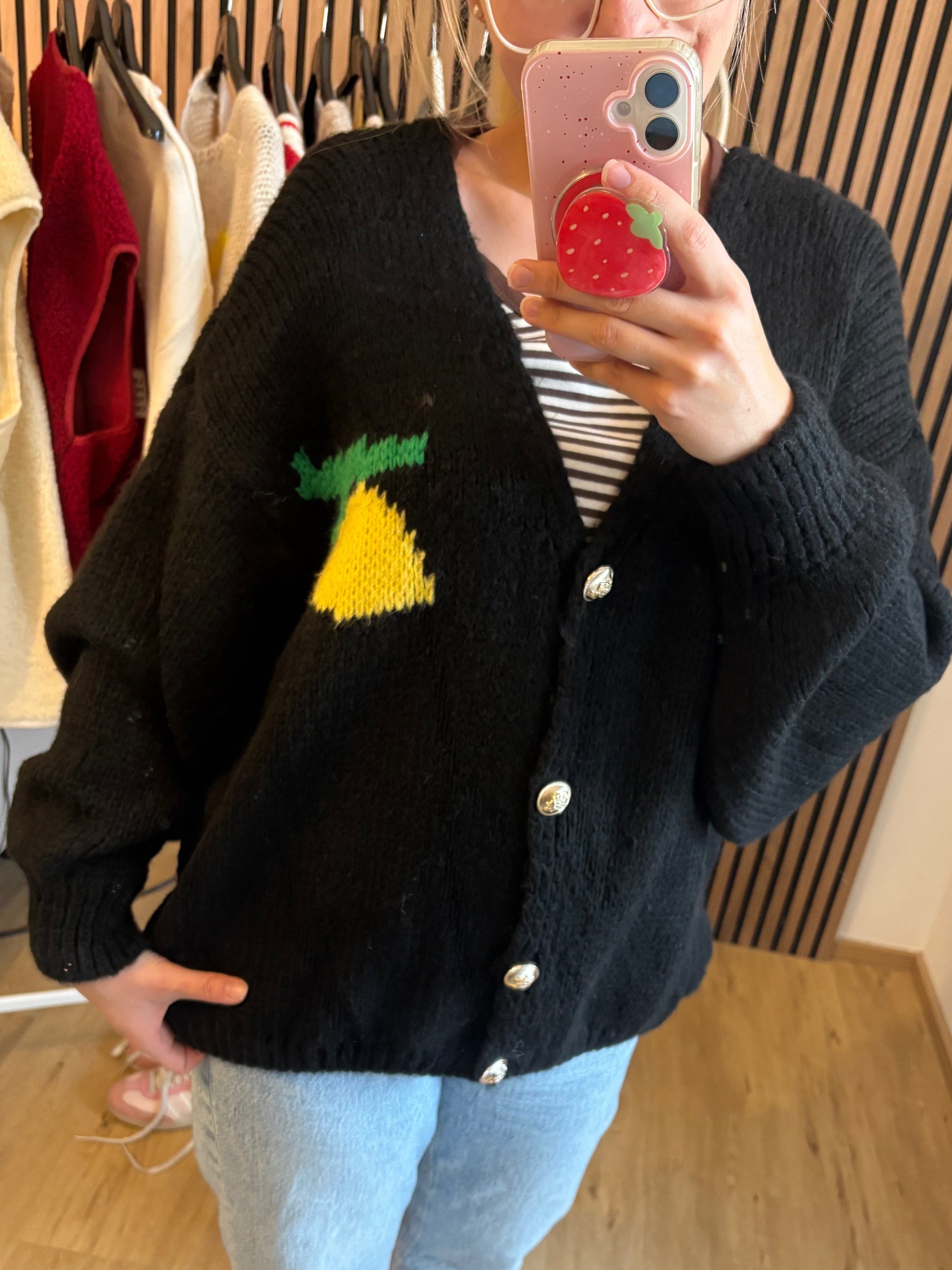 Limoncello Cardigan Schwarz Made in Italy Limone Zitrone
