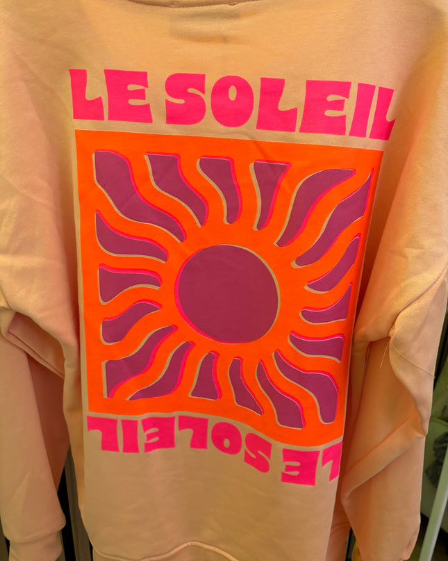 Le Soleil Oversize Sweatshirt Pullover – Peach mit knalligem Print