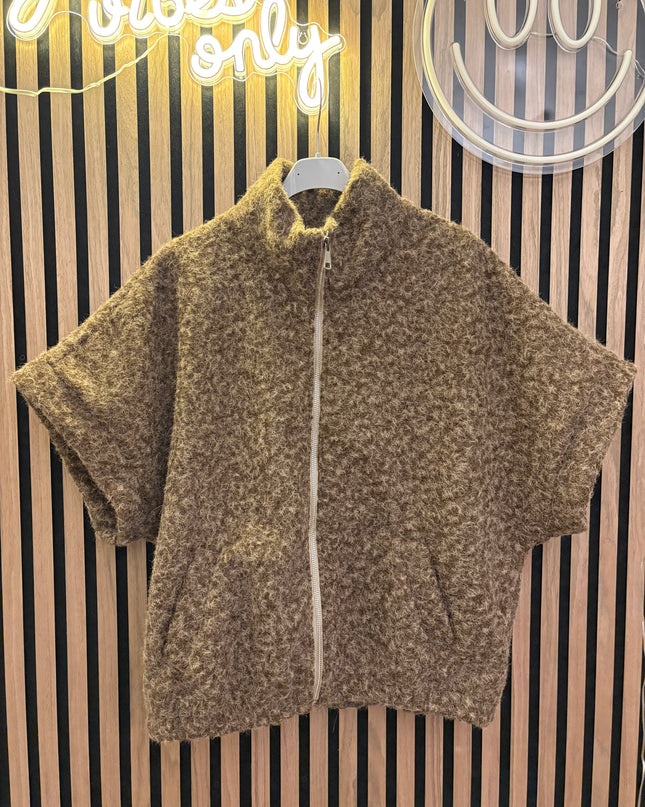 Teddyweste Tara – Oversize, Stretch & Warm, Reißverschluss