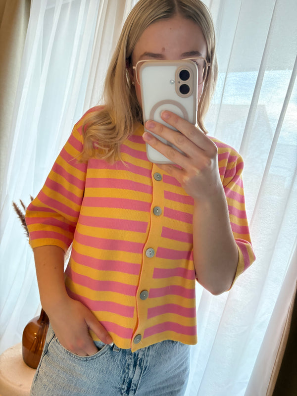 Kurzarm Streifen Strickjacke Mehrfachauswahl