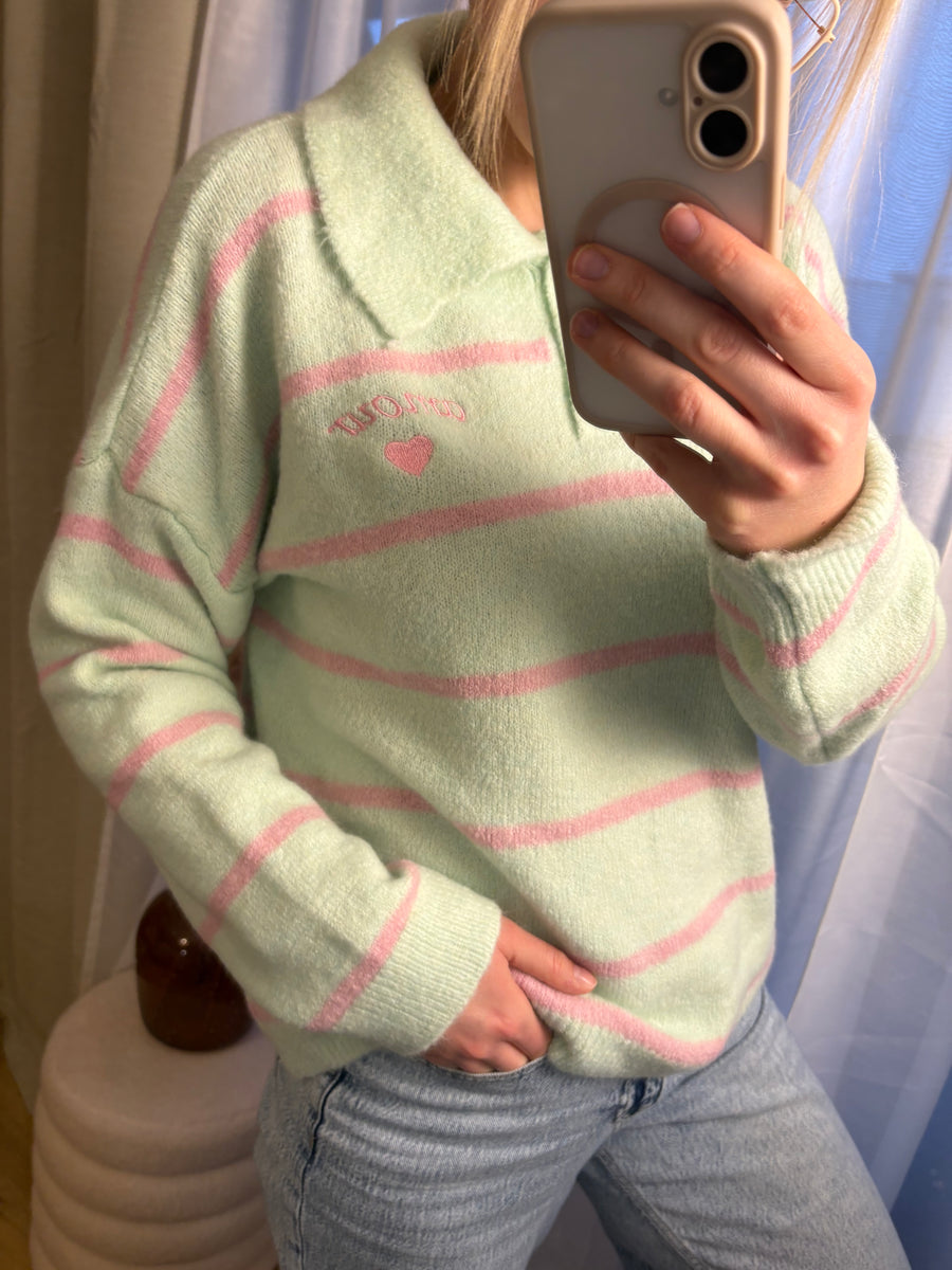 Pullover Amour mit Polokragen gestreift – Bild 2