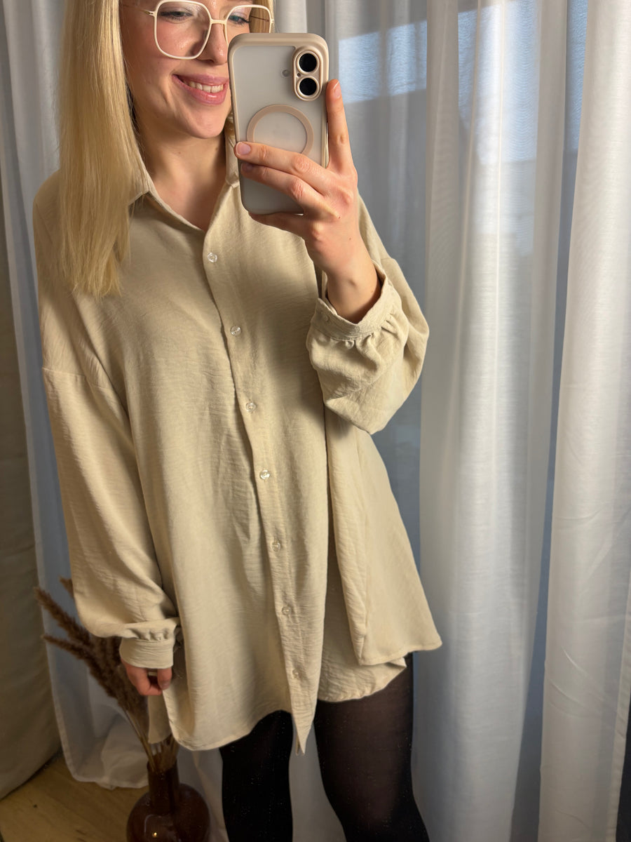 Blusenkleid mit Knöpfen Auswahl Beige/weiß