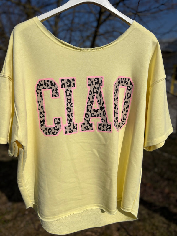 T-Shirt Ciao Buttergelb Rosa Koralle