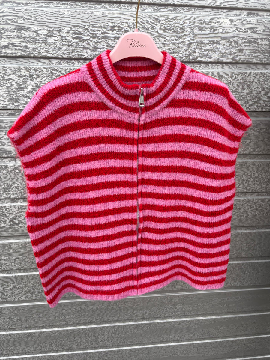 Streifen Strickweste mit Reißverschluss verschiedene Farben