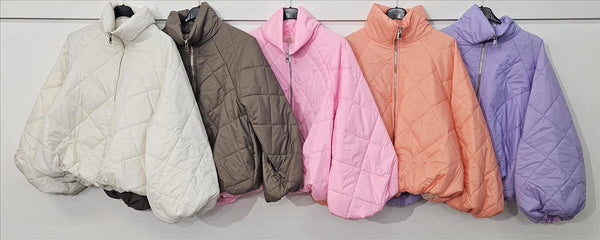 Pufferjacke Cloudy mit Reißverschluss Rosa, Taupe, Beige, Koralle, Mint