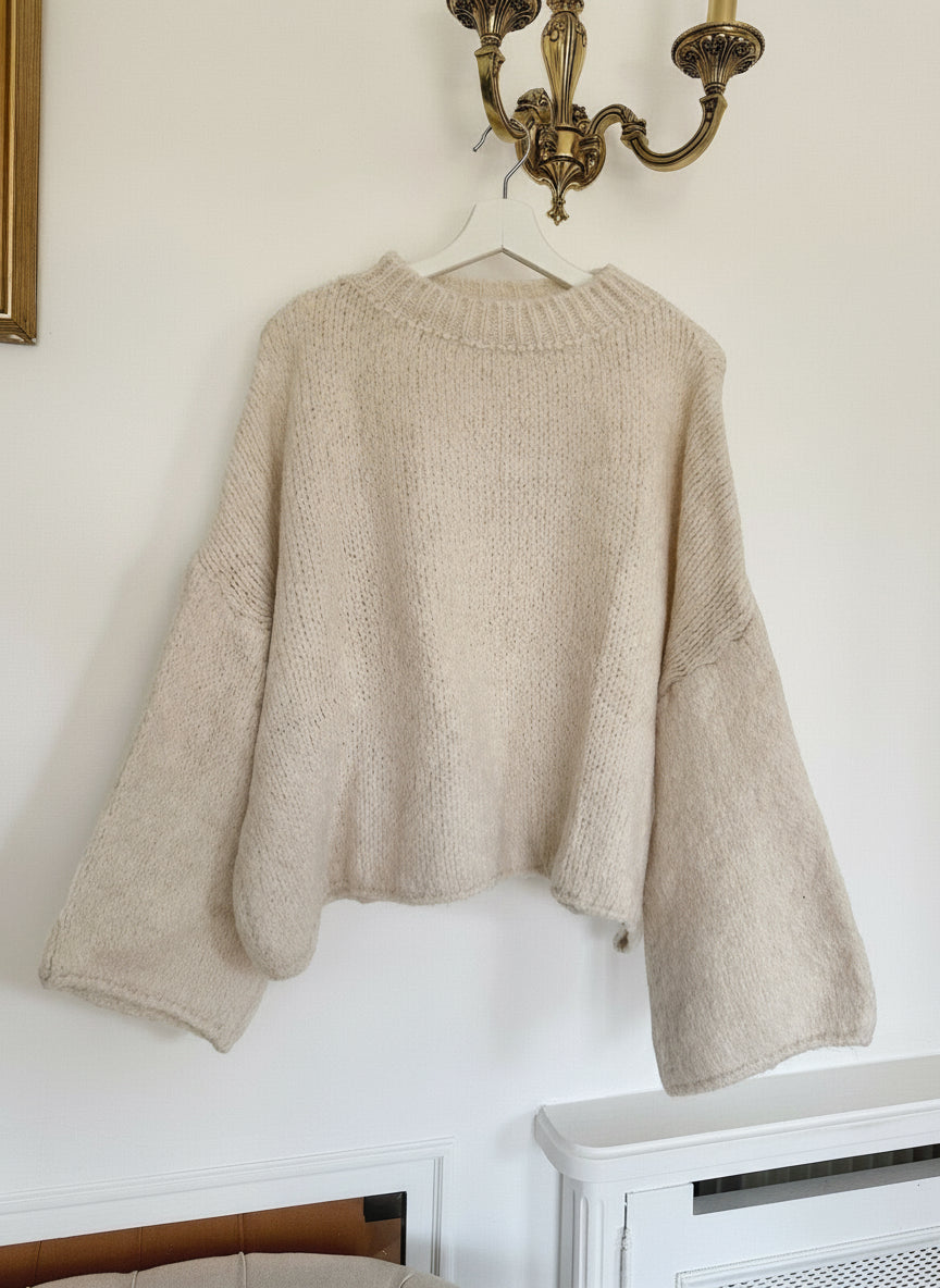 Oversize Pullover Mia Extra weite Ärmel Beige