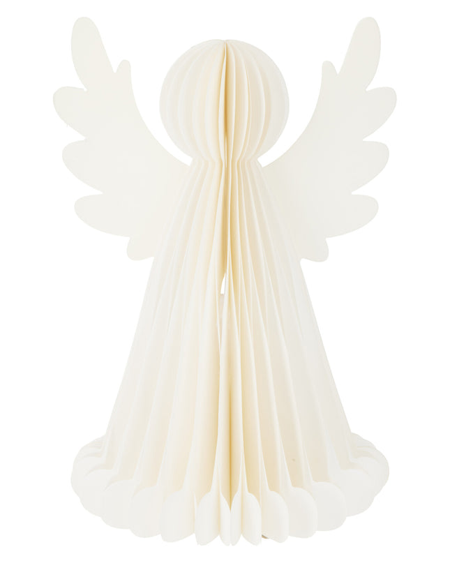 Papier Engel mit LED & Timer – 28 cm | Warmweiß leuchtende Weihnachtsdeko