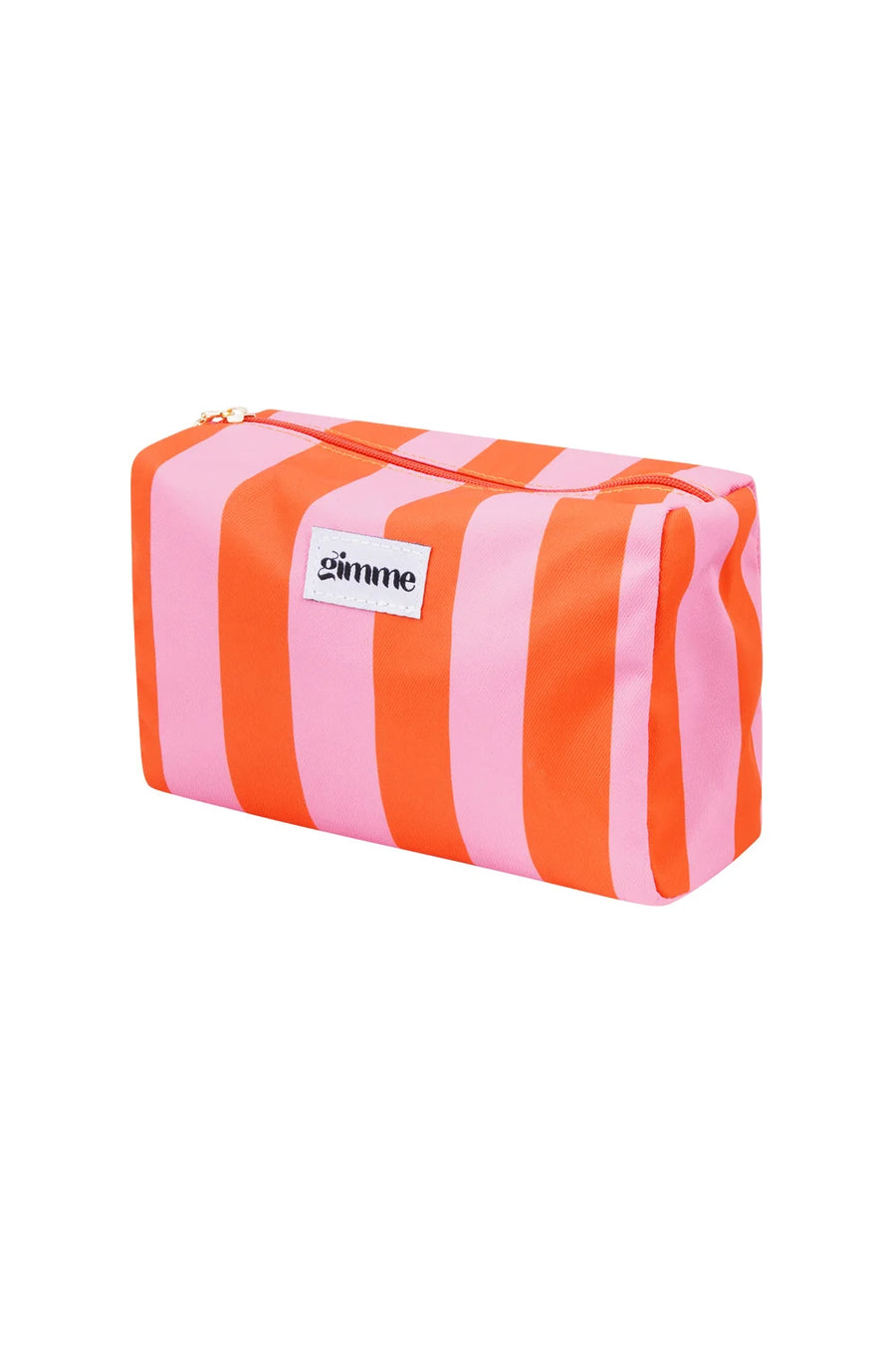 Gestreifte Make-Up Tasche Groß Rosa Orange