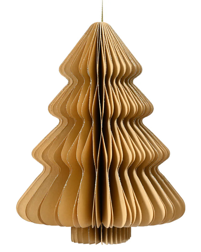 Papier Tannenbaum Braun mit Glitzerkanten 40cm