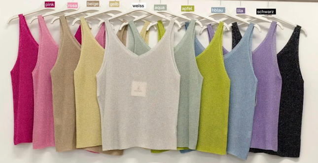 Glitzer Sommer Top verschiedene Farben