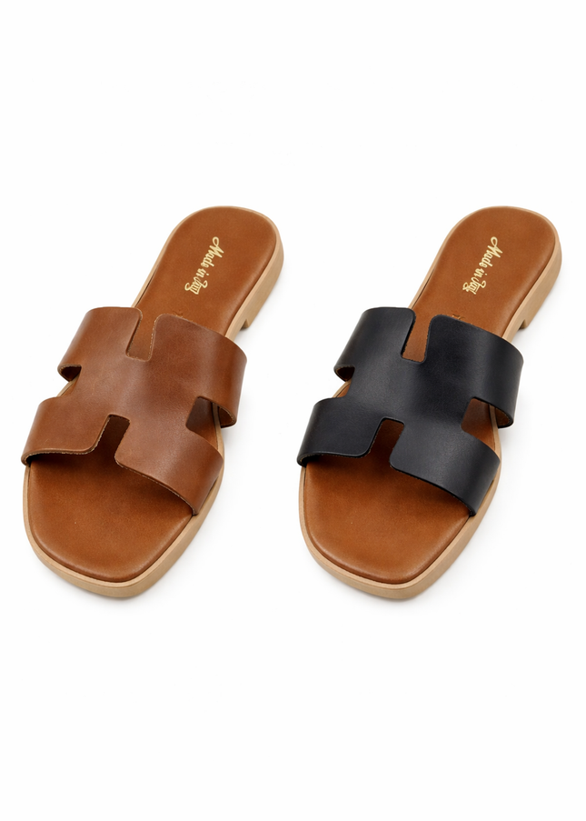 Echtleder Pantolette Sandale Schlappen Schwarz/braun