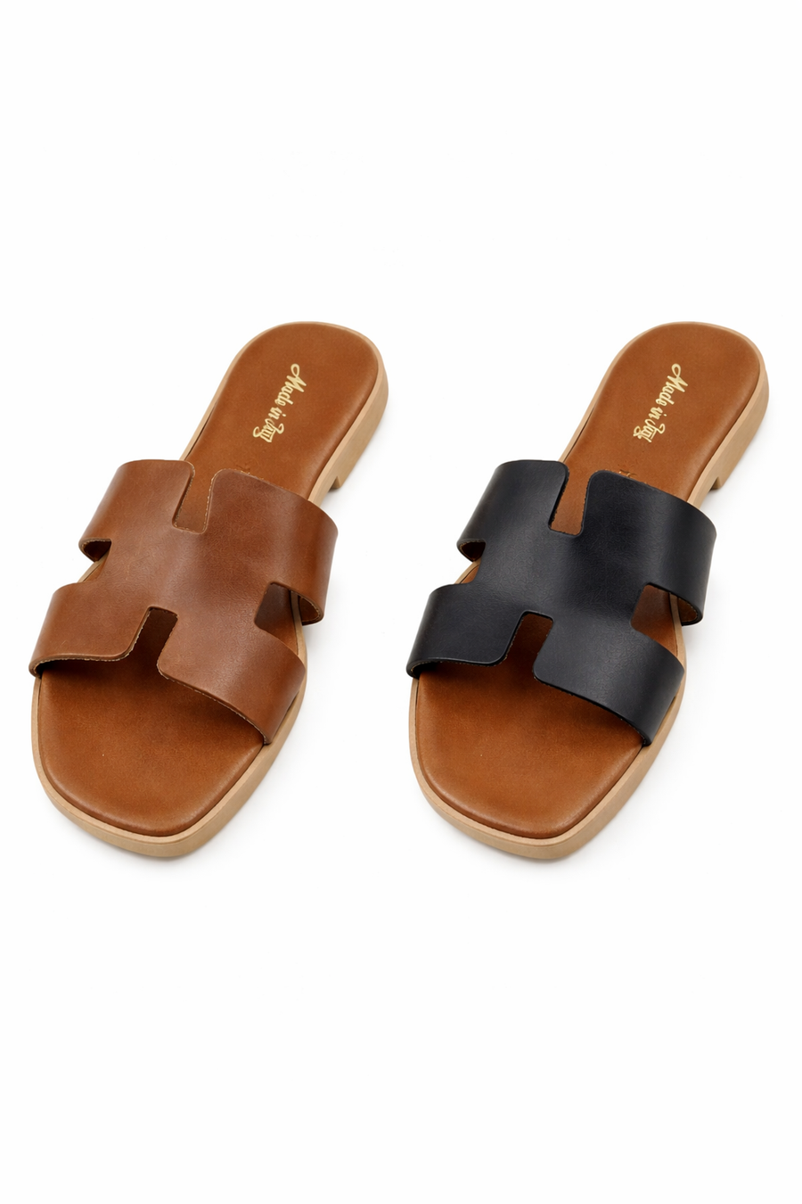Echtleder Pantolette Sandale Schlappen Schwarz/braun