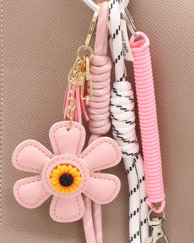 Schlüsselanhänger Taschenanhänger Blume Rosa Trend Anhänger Bag Charm Accessoire Handbag Charm