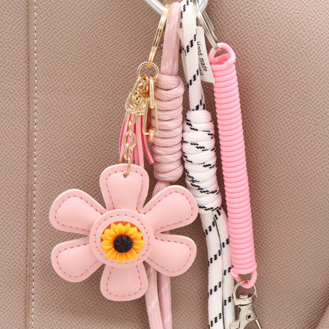 Schlüsselanhänger Taschenanhänger Blume Rosa Trend Anhänger Bag Charm Accessoire Handbag Charm