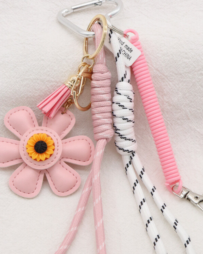 Schlüsselanhänger Taschenanhänger Blume Rosa Trend Anhänger Bag Charm Accessoire Handbag Charm