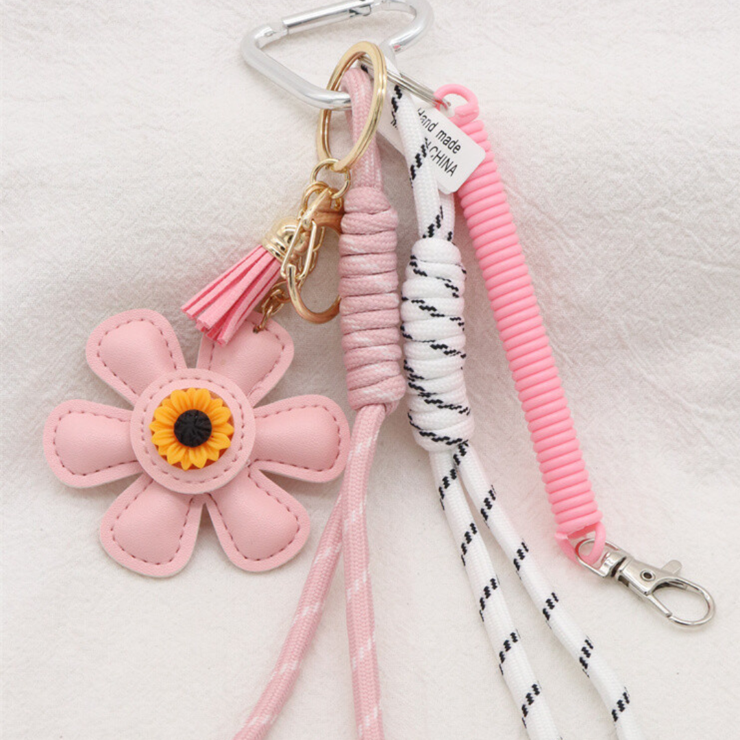 Schlüsselanhänger Taschenanhänger Blume Rosa Trend Anhänger Bag Charm Accessoire Handbag Charm