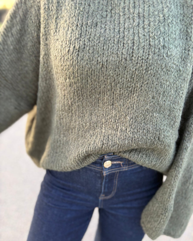 Oversize Pullover Mia Extra weite Ärmel Kaki Grün