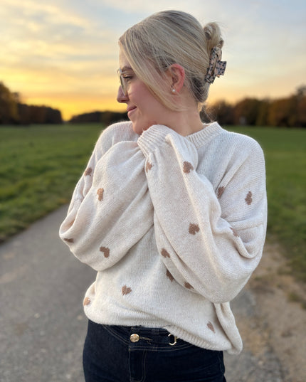 Pullover „Lola“ – Leicht Oversized mit Herzen – Made in Italy