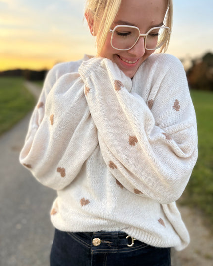 Pullover „Lola“ – Leicht Oversized mit Herzen – Made in Italy