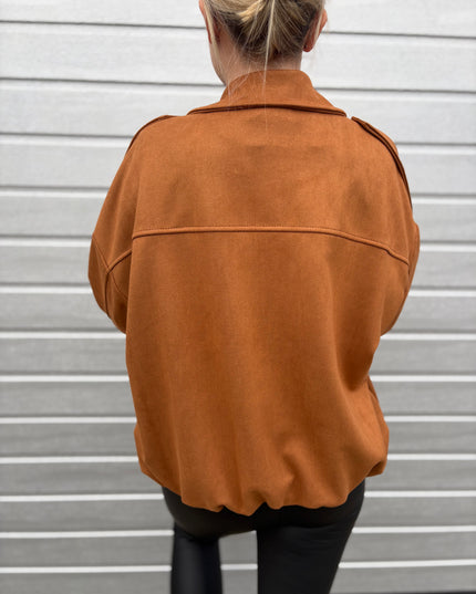 Bomberjacke "Sara" Wildlederimitat Kunstleder Camel