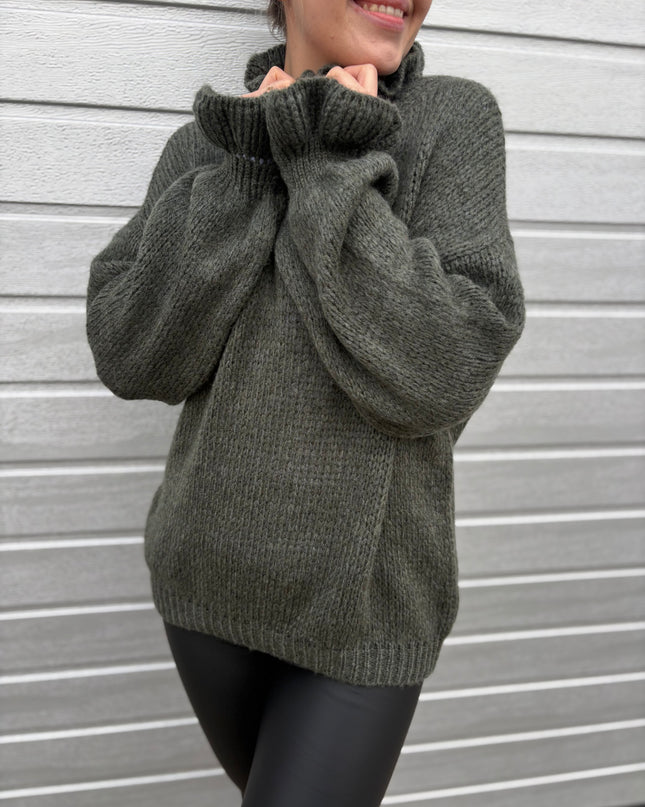 B-Ware Pullover Claude Khaki Innenärmel kleines loch