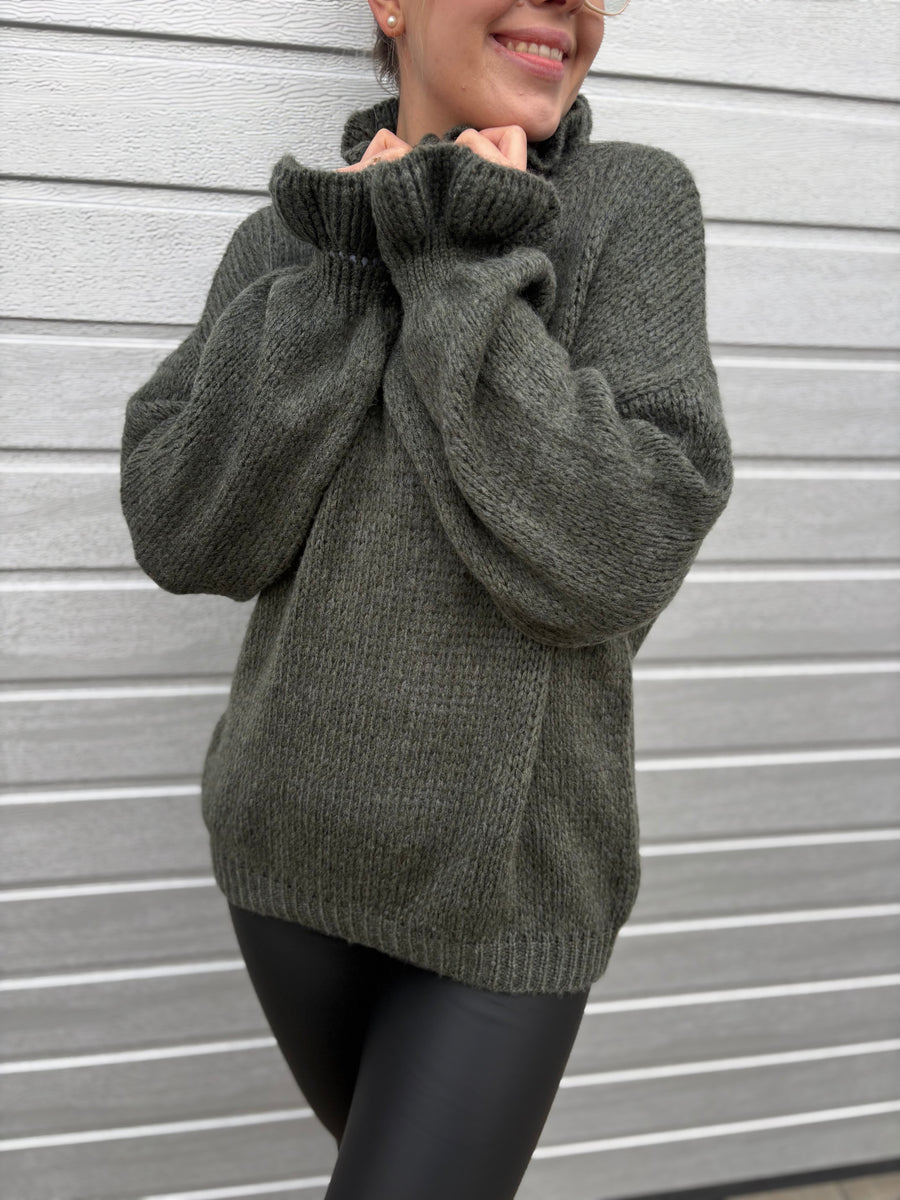 B-Ware Pullover Claude Khaki Innenärmel kleines loch