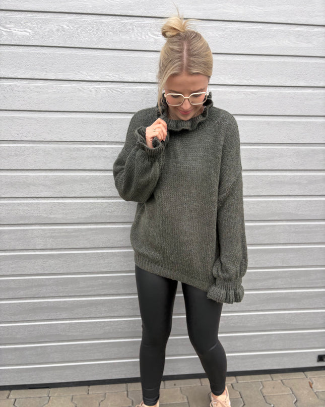 B-Ware Pullover Claude Khaki Innenärmel kleines loch