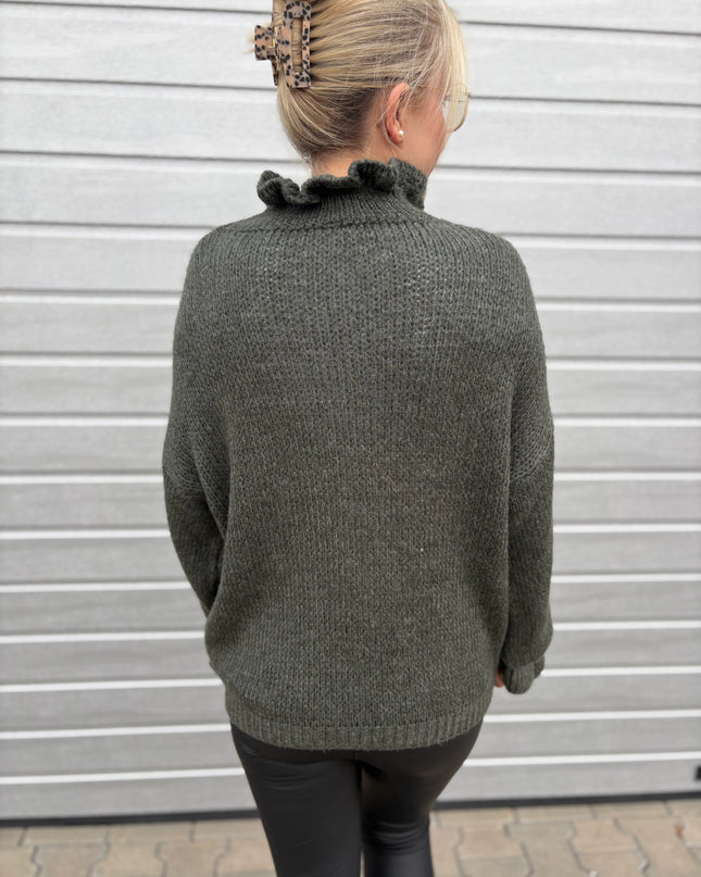 B-Ware Pullover Claude Khaki Innenärmel kleines loch