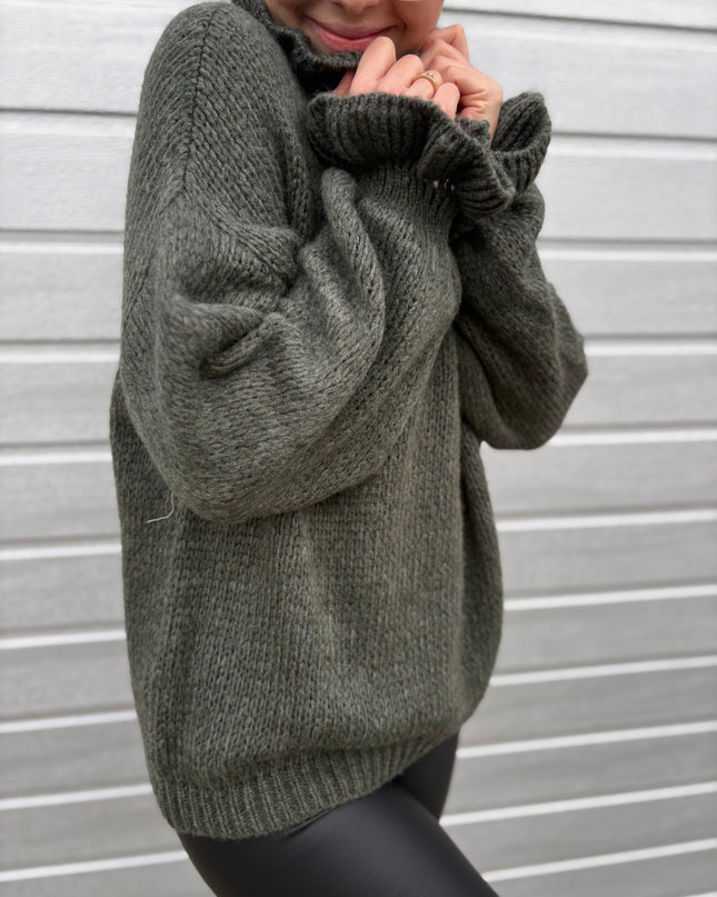 B-Ware Pullover Claude Khaki Innenärmel kleines loch