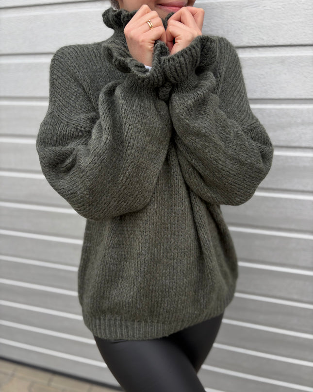 B-Ware Pullover Claude Khaki Innenärmel kleines loch