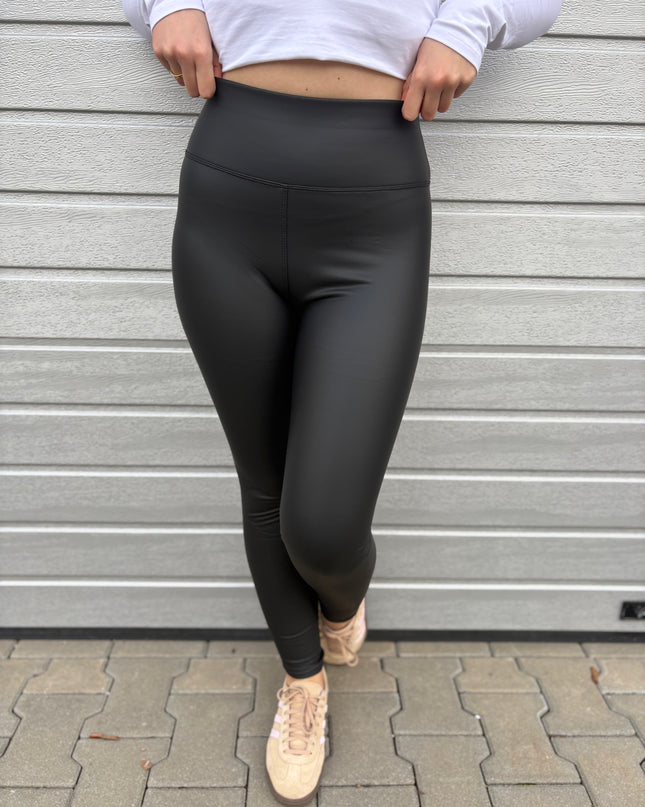 Lederleggings gefüttert schwarz