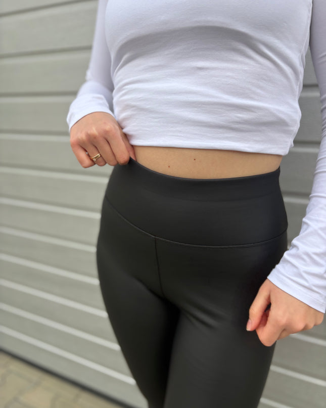 Lederleggings gefüttert schwarz