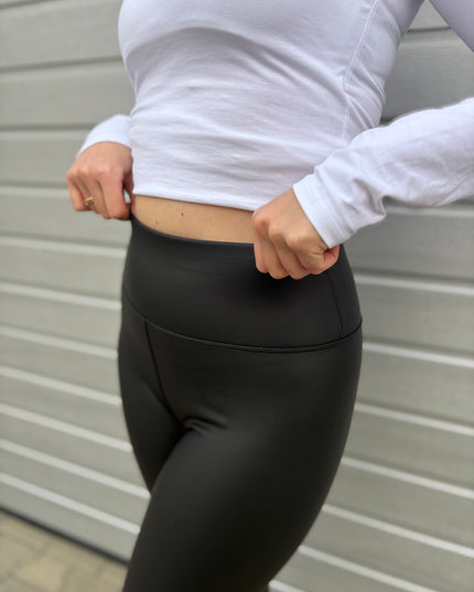 Lederleggings gefüttert schwarz