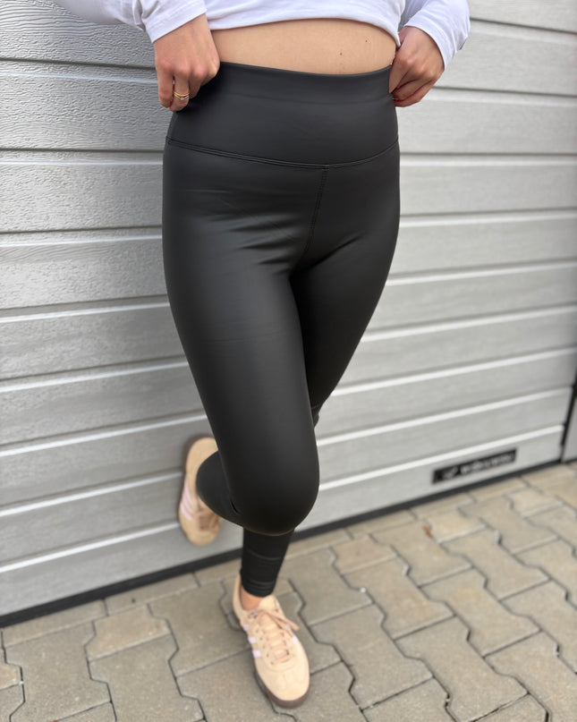 Lederleggings gefüttert schwarz