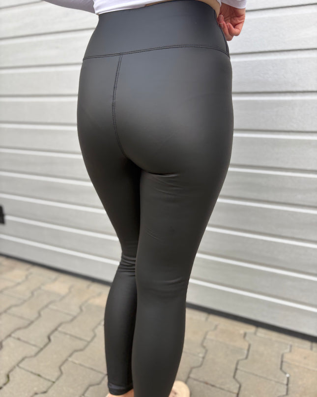 Lederleggings gefüttert schwarz