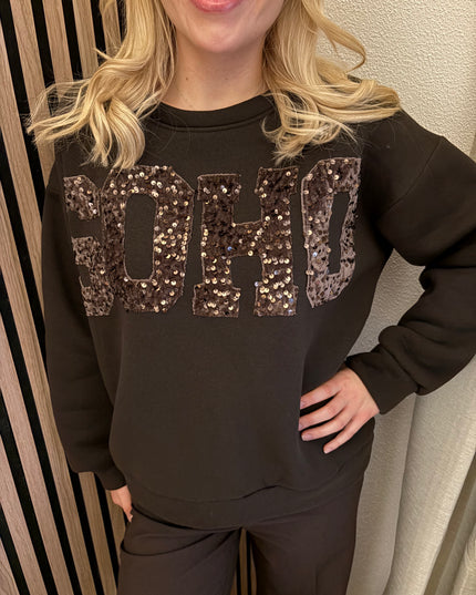 Pullover SOHO Braun Dunkelbraun Sweater Plüsch Gefüttert