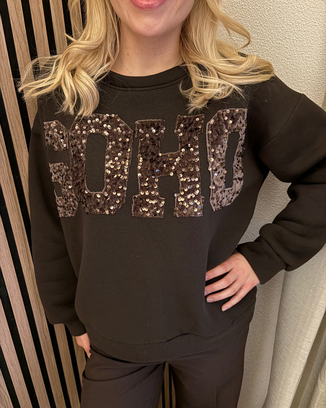 Pullover SOHO Braun Dunkelbraun Sweater Plüsch Gefüttert