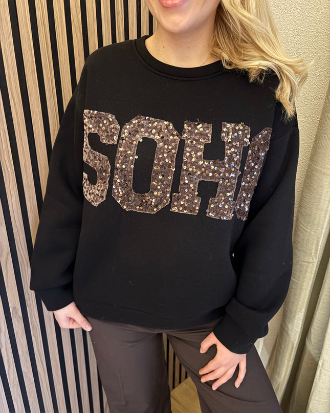 Sweater SOHO Schwarz Pullover Plüsch Gefüttert