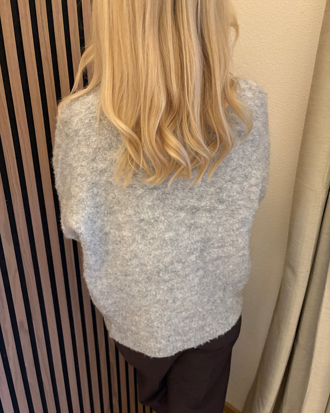 Cardigan Happy Smile Grau Weiß Smiley Applikation